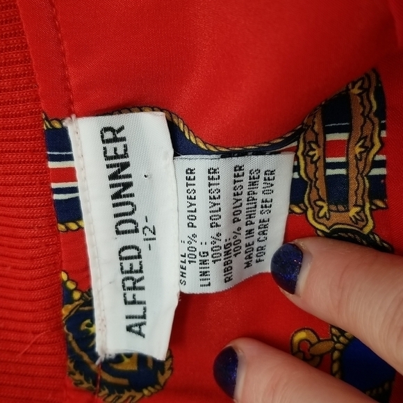 ALFRED Dunner SZ 12 Jacket Vintage 80's Bomber Gold Chain Military Medal Design - Picture 6 of 7